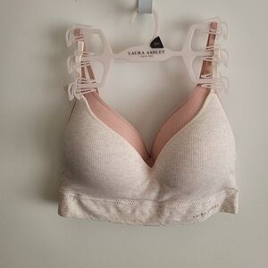 Laura Ashley Pink and Cream Ribbed Bra